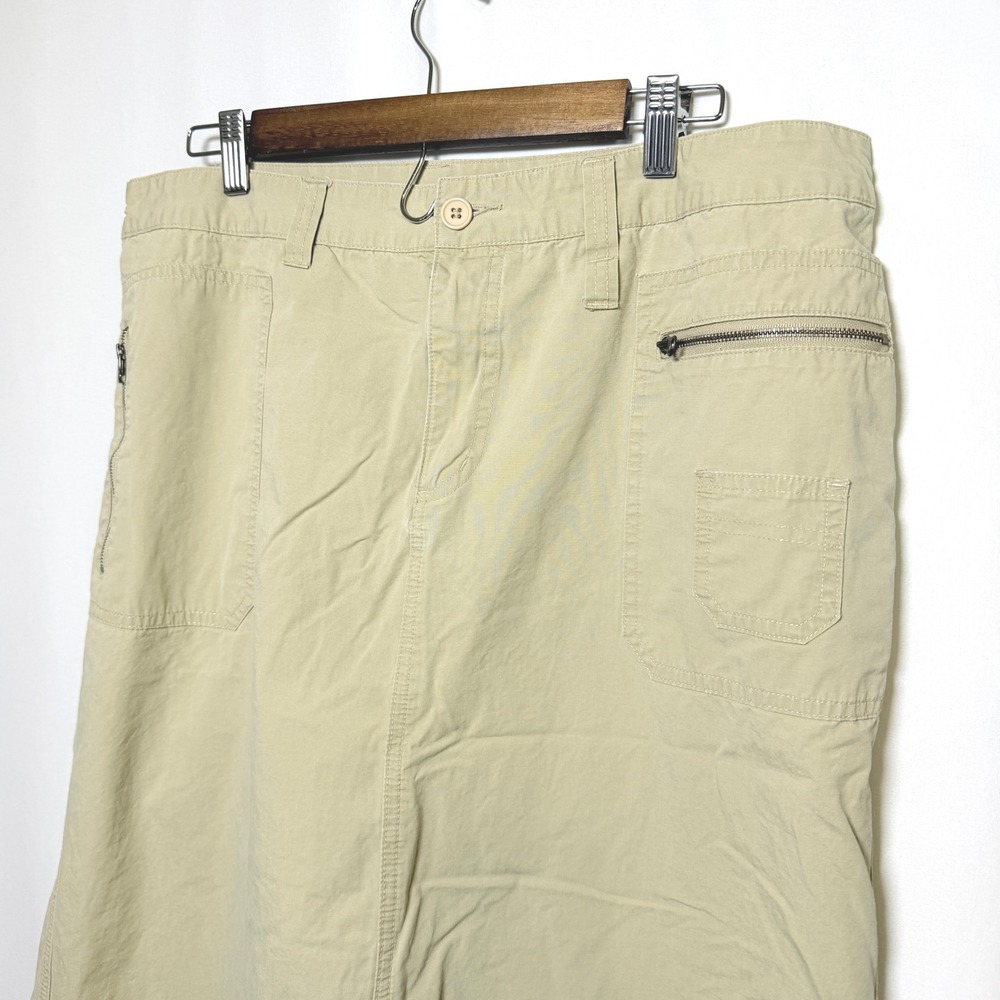 Venezia Womens Tan Khaki Cotton Cargo Maxi Skirt Size 16 Utility Pockets Vent